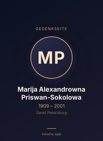 Gedenkportrait von Marija Alexandrowna Priswan-Sokolowa