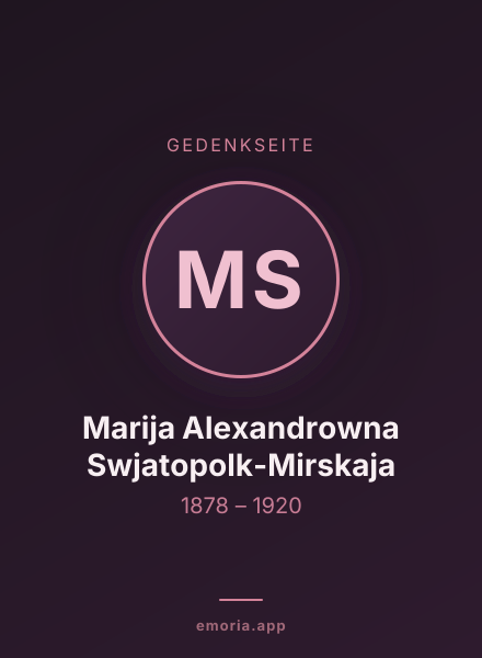 Gedenkportrait von Marija Alexandrowna Swjatopolk-Mirskaja