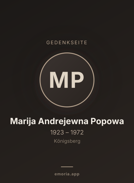Gedenkportrait von Marija Andrejewna Popowa