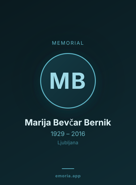 Memorial portrait of Marija Bevčar Bernik