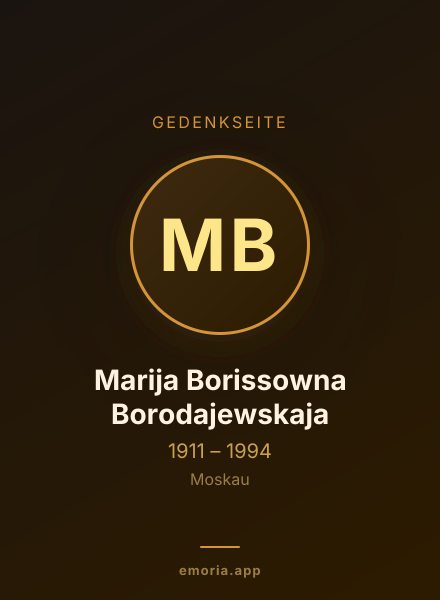 Gedenkportrait von Marija Borissowna Borodajewskaja