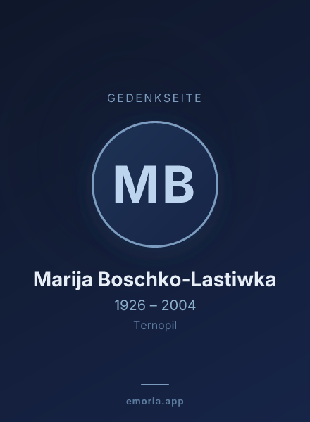 Gedenkportrait von Marija Boschko-Lastiwka