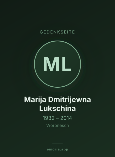 Gedenkportrait von Marija Dmitrijewna Lukschina
