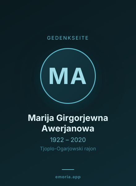 Gedenkportrait von Marija Girgorjewna Awerjanowa