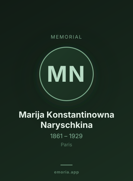 Memorial portrait of Marija Konstantinowna Naryschkina