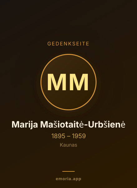 Gedenkportrait von Marija Mašiotaitė-Urbšienė