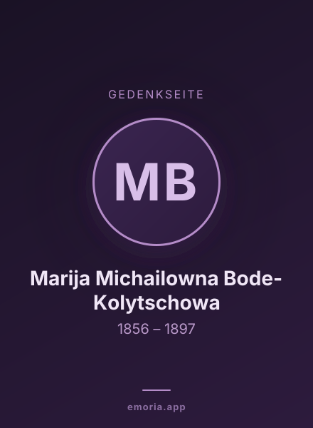 Gedenkportrait von Marija Michailowna Bode-Kolytschowa