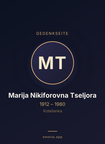 Gedenkportrait von Marija Nikiforovna Tseljora