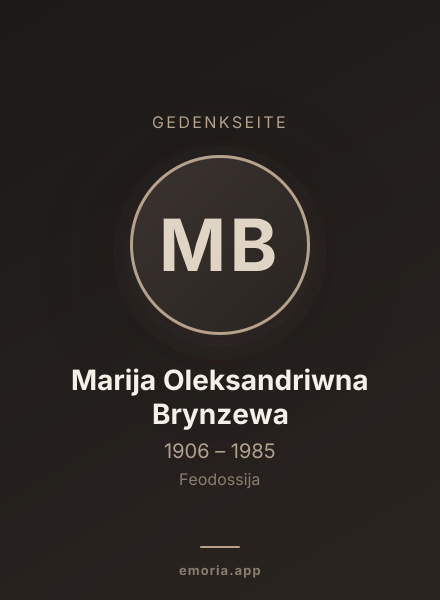 Gedenkportrait von Marija Oleksandriwna Brynzewa