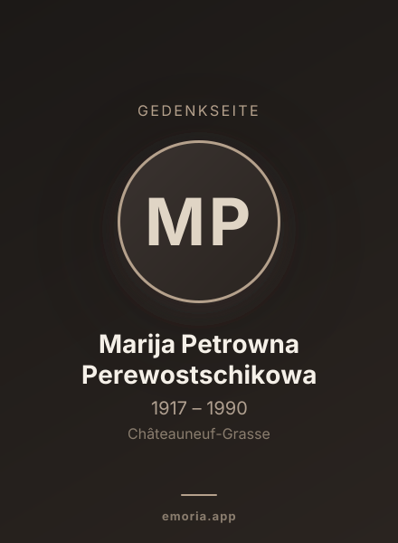 Gedenkportrait von Marija Petrowna Perewostschikowa