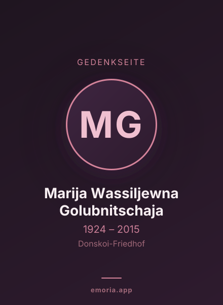 Gedenkportrait von Marija Wassiljewna Golubnitschaja