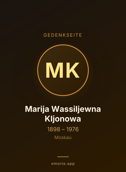 Gedenkportrait von Marija Wassiljewna Kljonowa