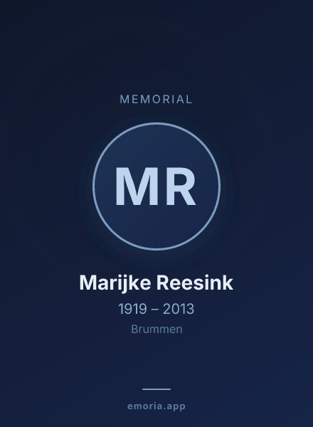Memorial portrait of Marijke Reesink