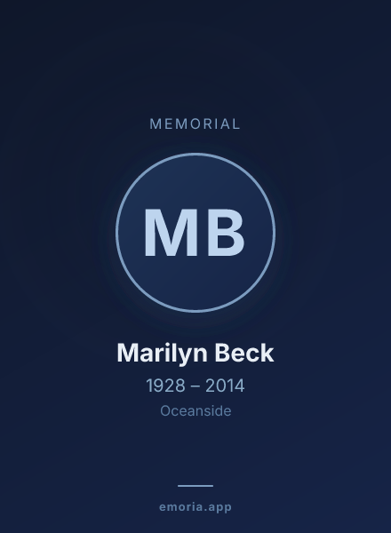 Memorial portrait of Marilyn Beck