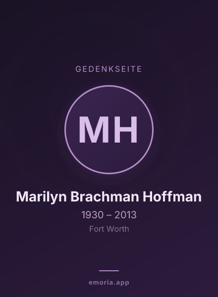 Gedenkportrait von Marilyn Brachman Hoffman