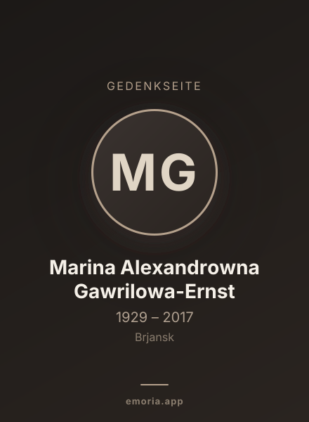 Gedenkportrait von Marina Alexandrowna Gawrilowa-Ernst