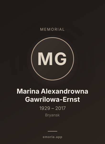 Memorial portrait of Marina Alexandrowna Gawrilowa-Ernst