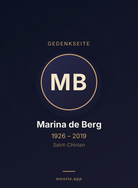 Gedenkportrait von Marina de Berg