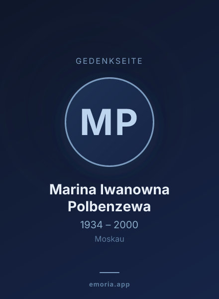 Gedenkportrait von Marina Iwanowna Polbenzewa