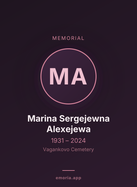 Memorial portrait of Marina Sergejewna Alexejewa