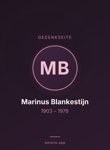 Gedenkportrait von Marinus Blankestijn