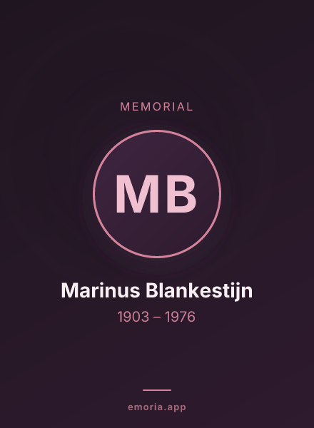 Memorial portrait of Marinus Blankestijn