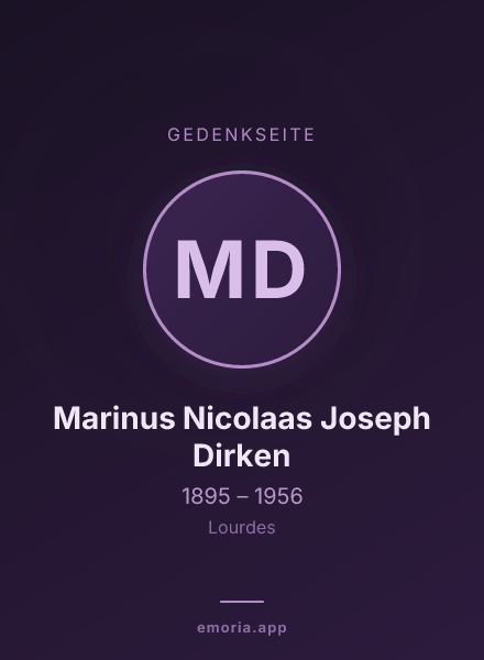 Gedenkportrait von Marinus Nicolaas Joseph Dirken