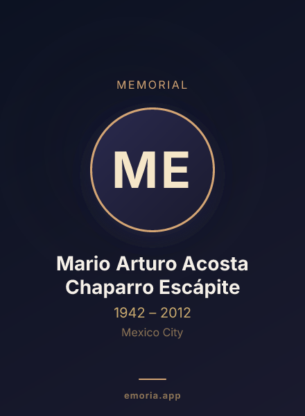 Memorial portrait of Mario Arturo Acosta Chaparro Escápite