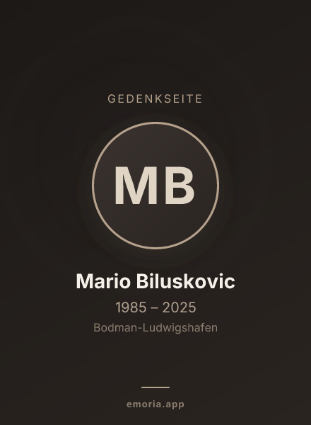 Gedenkportrait von Mario Biluskovic