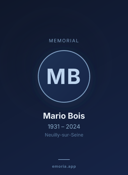 Memorial portrait of Mario Bois