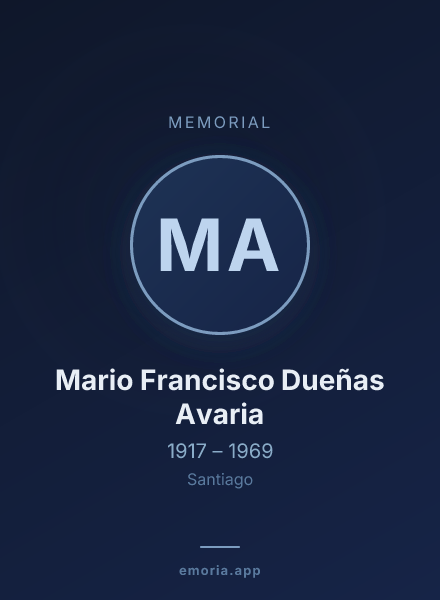 Memorial portrait of Mario Francisco Dueñas Avaria