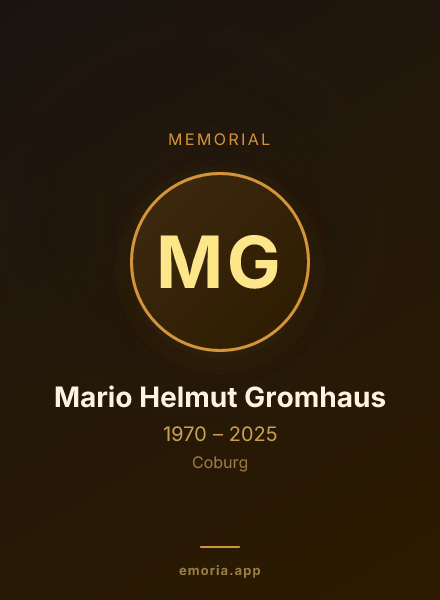 Memorial portrait of Mario Helmut Gromhaus