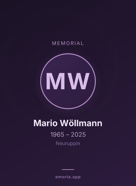 Memorial portrait of Mario Wöllmann