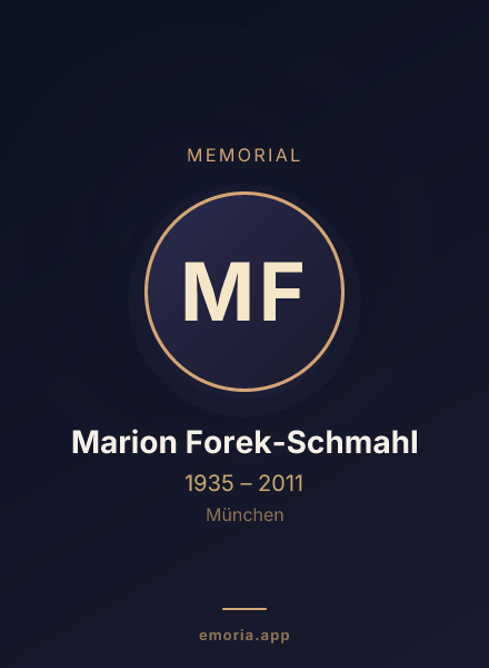 Memorial portrait of Marion Forek-Schmahl