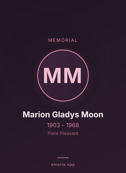 Memorial portrait of Marion Gladys Moon