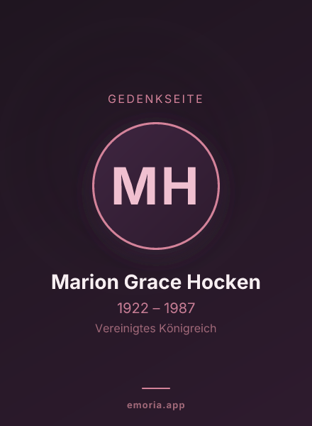 Gedenkportrait von Marion Grace Hocken