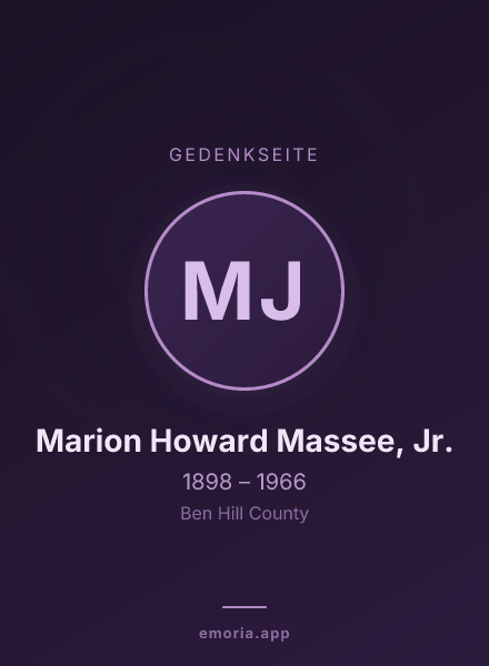 Gedenkportrait von Marion Howard Massee, Jr.