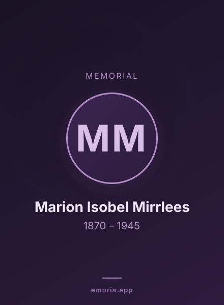 Memorial portrait of Marion Isobel Mirrlees