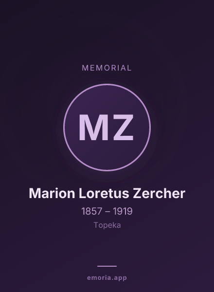 Memorial portrait of Marion Loretus Zercher