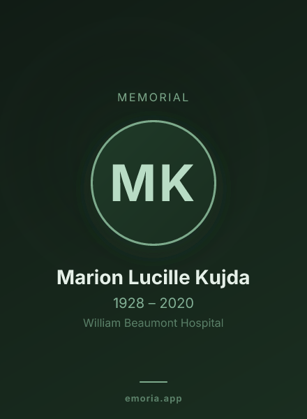Memorial portrait of Marion Lucille Kujda