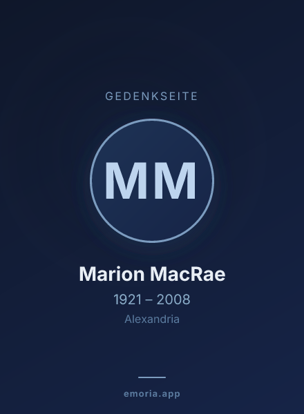 Gedenkportrait von Marion MacRae