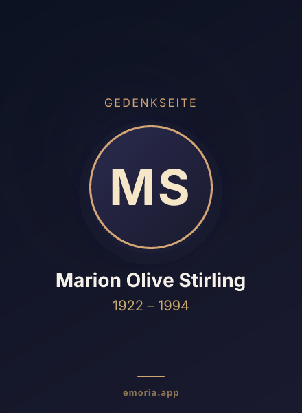 Gedenkportrait von Marion Olive Stirling