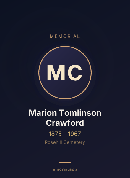 Memorial portrait of Marion Tomlinson Crawford