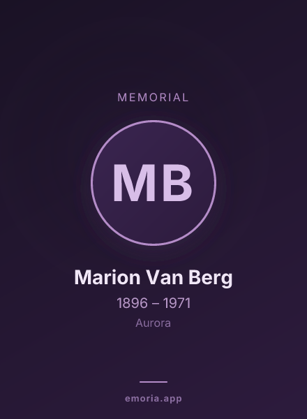 Memorial portrait of Marion Van Berg