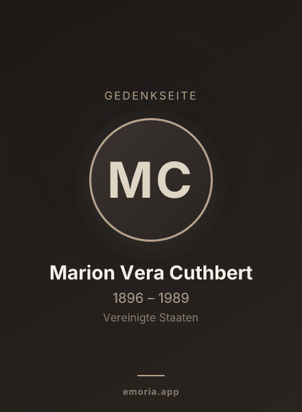 Gedenkportrait von Marion Vera Cuthbert