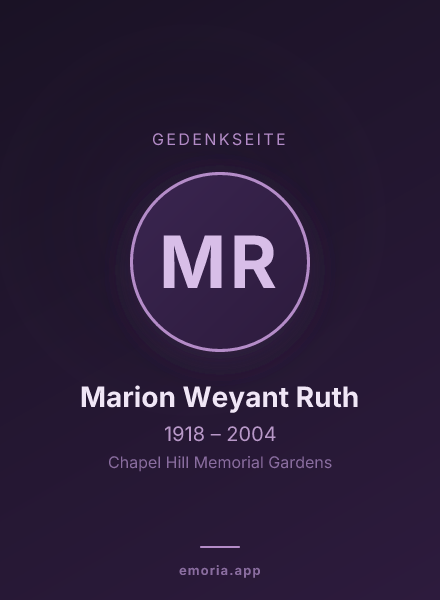 Gedenkportrait von Marion Weyant Ruth