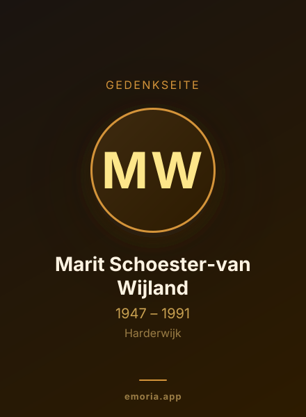 Gedenkportrait von Marit Schoester-van Wijland