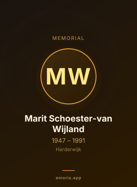 Memorial portrait of Marit Schoester-van Wijland