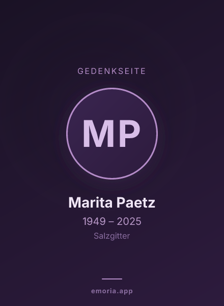 Gedenkportrait von Marita Paetz