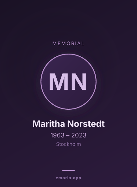 Memorial portrait of Maritha Norstedt